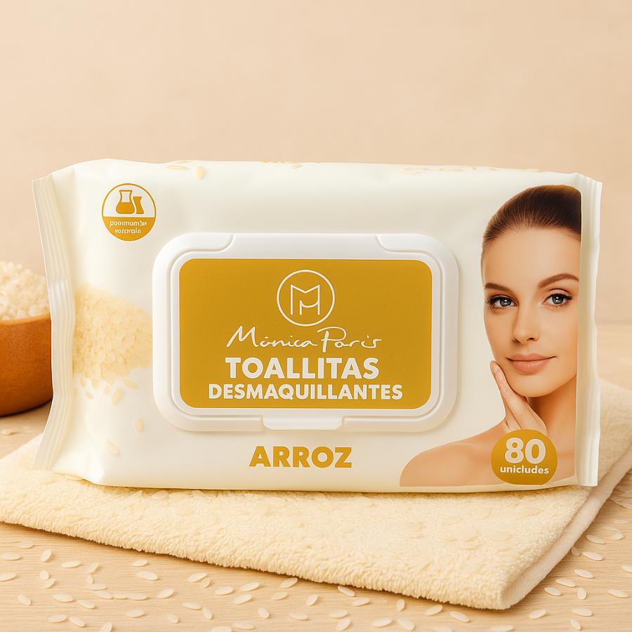 Toallitas Desmaquillantes de Arroz – Mónica París (80 unidades)